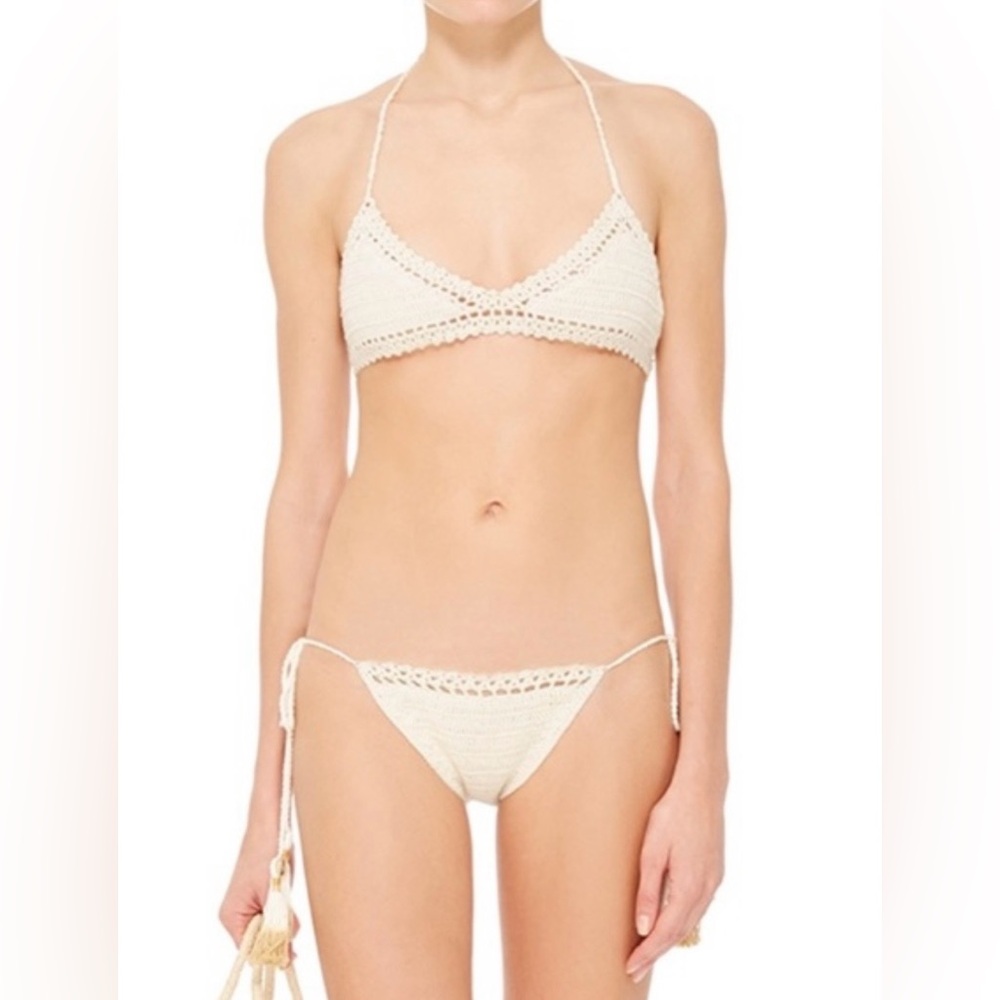 SHE MADE ME Cream Crochet Bikini